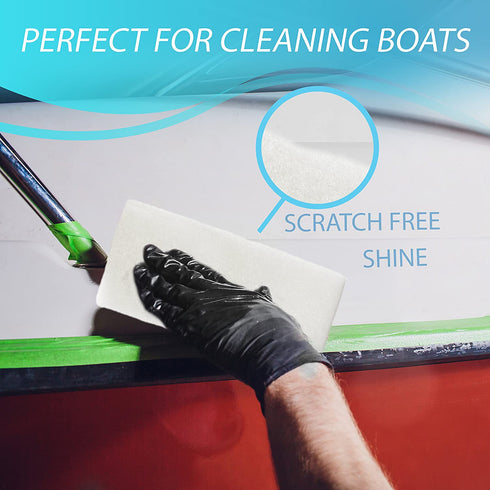 Cleaning Scrubbing Pads 5 Pack, Large Non Abrasive White 10 inch by 4 1/2 Inch Multi Purpose Glass Shower Scouring Sponges, Fits Universal Holders