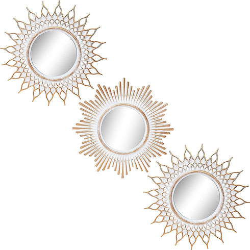 Kelly Miller Brushed Gold Mirrors for Wall Decor Set of 3 Wall Mirror Decorations for Living Room, Dinning Room & Bedroom (MW002)