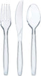 300 Clear Plastic Silverware Set | Disposable Plastic Utensils | 100 Plastic Forks, 100 Plastic Spoons, 100 Plastic Knives | Plastic Cutlery Set | Heavy Duty Bulk Flatware Set