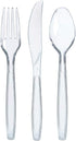 300 Clear Plastic Silverware Set | Disposable Plastic Utensils | 100 Plastic Forks, 100 Plastic Spoons, 100 Plastic Knives | Plastic Cutlery Set | Heavy Duty Bulk Flatware Set