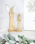 AuldHome Wooden Angel Christmas Statues (Set of 2); Primitive Farmhouse Holiday Decor Wood and Metal Praying Figurines