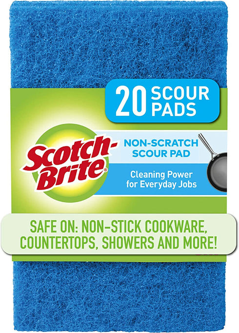 Scotch-Brite Non-Scratch Scour Pads, Scouring Pads for Kitchen and Dish Cleaning, 20 Pads