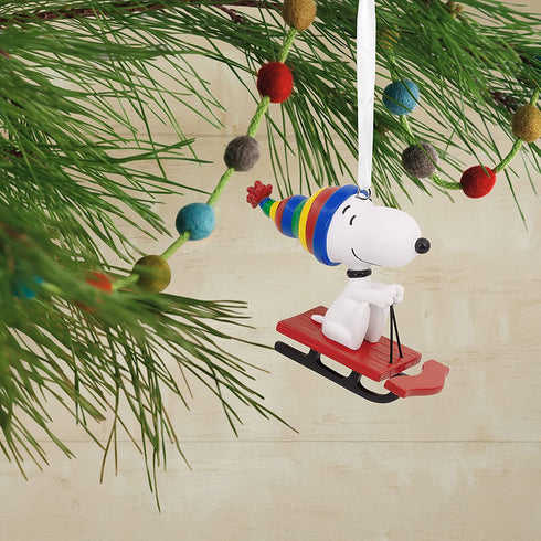 Hallmark Peanuts Snoopy Sledding Christmas Ornament, Charlie Brown Tree Decoration