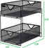 Mind Reader 2 Tier Metal Mesh Storage Baskets Organizer, Home, Office, Kitchen, Bathroom, Black