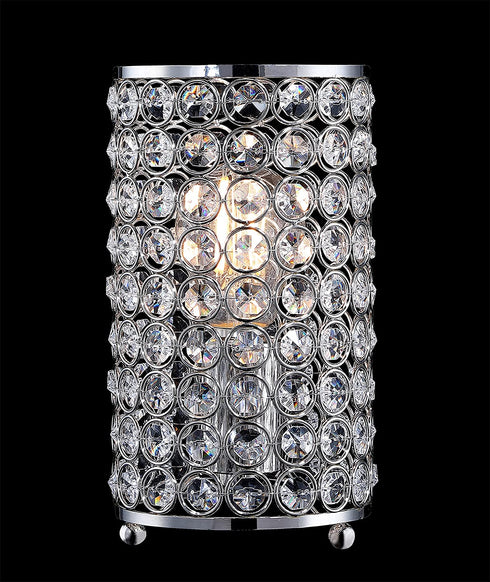 1 Light K9 Crystal Table lamp with Polished Nickel Finish,Modern and Concise Fixture with Polyhedral,Opal Crystal Shade for Bar, Dining Room, Corridor,Living Room(Include a 10W CFL Bulb)
