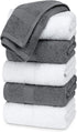 White Classic Luxury Hand Towels | Cotton Hotel spa Bathroom Towel | 16x30 | 6 Pack | 3-Grey /3-White