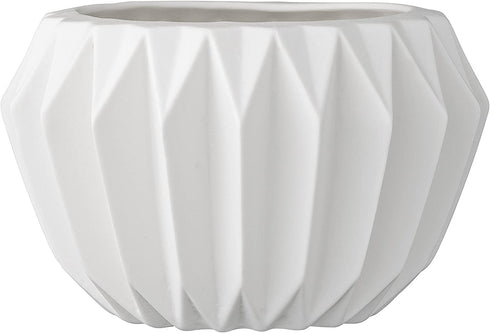 Bloomingville A21900018 Round White Fluted Ceramic Flower Pot