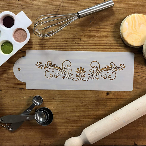 Designer Stencils Fleur De Lis Cake Stencil, Beige/Semi-Transparent