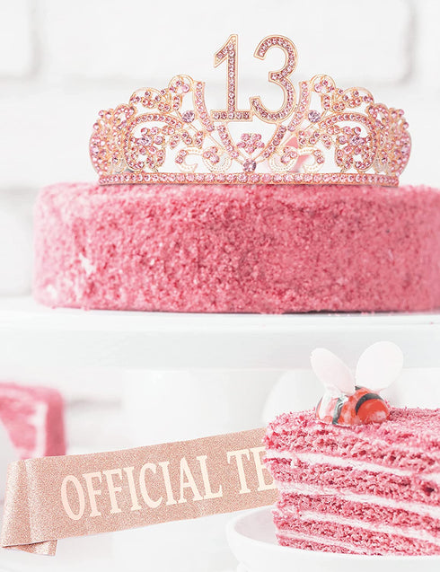 13th Birthday Gifts for Girls, 13th Birthday Tiara and Sash, 13th Birthday Decorations for Girl, 13th Birthday Crown and Sash for Girl, 13 Sash for Girl, 13 Tiaras and Crowns for Girls