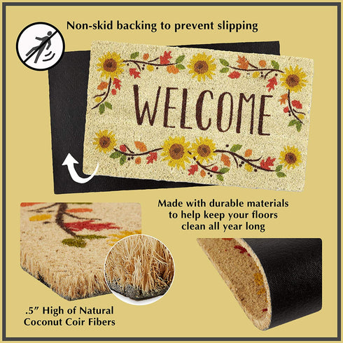 DII Natural Coir Doormat, Home Sweet Home Mat, 18x30, Home Sweet Home with Heart