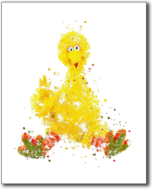 Sesame Street Watercolor Wall Art Prints - Set of 6 Photos Elmo Big Bird Cookie Monster Burt Ernie Oscar the Grouch