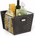 Spectrum Diversified Macklin, Stamped Steel & Wire Basket for Closet & Cubby Storage Vintage-Inspired Design with Customizable Label Plate, Large, Gray