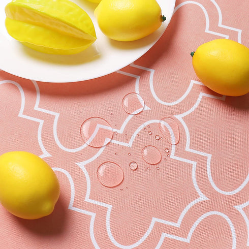 AooHome Quatrefoil Geometric Fabric Tablecloth, Water Repellent, Spill Proof, Suitable for Dinner (Orange, 54x78)