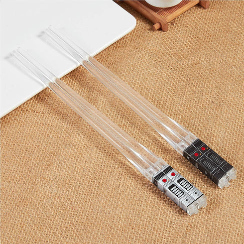 Light Up Lightsaber Chopsticks -Durable Lightweight Portable BPA Free and Food Safe Kitchen Dinner Party Tableware Gifts (4 Pairs, Red, Blue, Green, Purple)