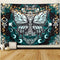 Death Moth Tapestry Skull Tapestry Butterfly Tapestry Gothic Skeleton Tapestry Blue Mandala Tapestry Wall Hanging for Room(51.2 x 59.1 inches)