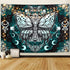 Death Moth Tapestry Skull Tapestry Butterfly Tapestry Gothic Skeleton Tapestry Blue Mandala Tapestry Wall Hanging for Room(51.2 x 59.1 inches)