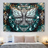 Death Moth Tapestry Skull Tapestry Butterfly Tapestry Gothic Skeleton Tapestry Blue Mandala Tapestry Wall Hanging for Room(51.2 x 59.1 inches)