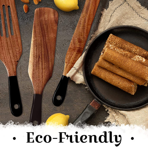 5 PC Spurtles Kitchen Tools As Seen on Tv , Spurtle Set with Black Handles , Spurtle Set As Seen on Tv Acadia Wood , Wooden Spurtle , Spurtle As Seen On Tv , Spurtle Reviews , Spurtle