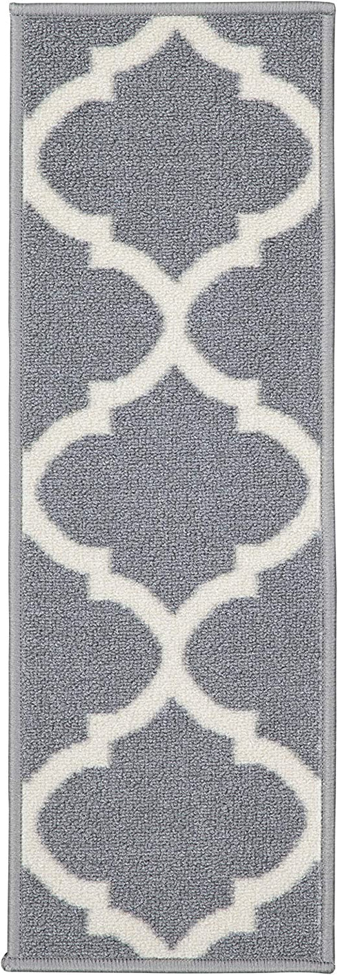 Ottomanson Ottohome Collection Trellis Design Rubberback Stair Tread, 8.5" X 26", Grey, 7 Pack