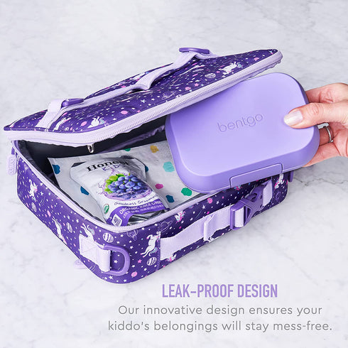 Bentgo Kids Snack - 2 Compartment Leak-Proof Bento-Style Food Storage for Snacks and Small Meals, Easy-Open Latch, Dishwasher Safe, and BPA-Free - Ideal for Ages 3+ (Purple)