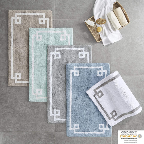 Evan Cotton Tufted Washable Bath Mat , Luxury Solid Bathroom Rugs , 20X30 inches , Grey