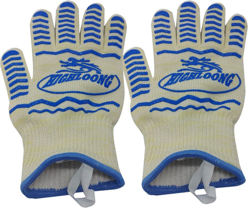 932°F Extreme Heat Resistant BBQ Oven Safety Gloves - EN407 Certified, Thick but Light Weight for Kitchen Potholder and Outdoors-1 Pair (2 Pieces Set) (White)