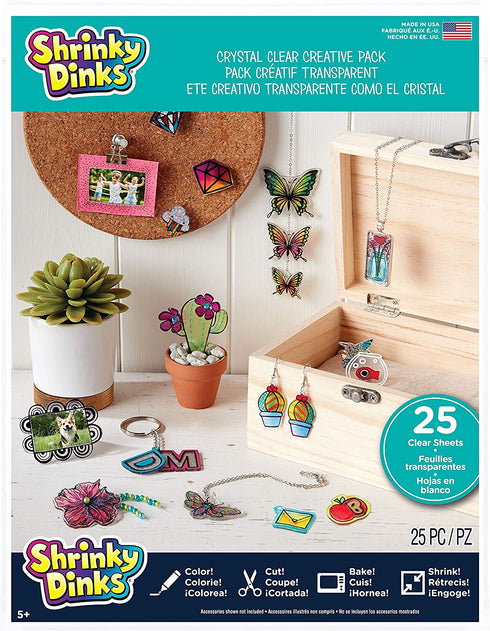 Shrinky Dinks Creative Pack, 25 Sheets Crystal Clear, Kids Art and Craft Activity Set, by Just Play
