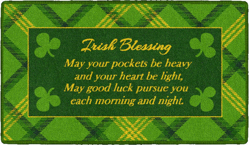 Brumlow Mills Irish Blessing St. Patricks's Day Lucky Shamrock Washable Festive Print Indoor/Outdoor Rug for Living or Bedroom Carpet, Dining Area, Kitchen or Front Door Mat, 20" x 34"