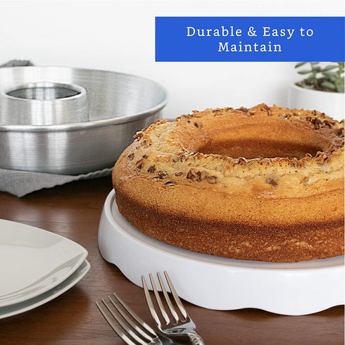 Aluminum Ring Cake Pan (9.5 in) - Ring Mold Pan - Tube Pan for Baking Pound Cake - Tube Cake Pan - Fluted Tube Pan - Flan Mold - Flan Cake Pan - Flan Pan - Chiffon Cake Pan - Bundt Cake Pan