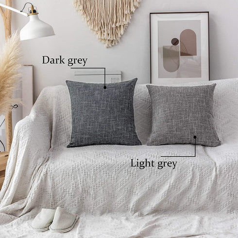 Kevin Textile Pillow Covers Decorative Throw Pillow Covers Linen Square Cushion Case 26" x 26"/66cm x 66cm Dark Grey Farmhouse Pillowcase, 2 Pack