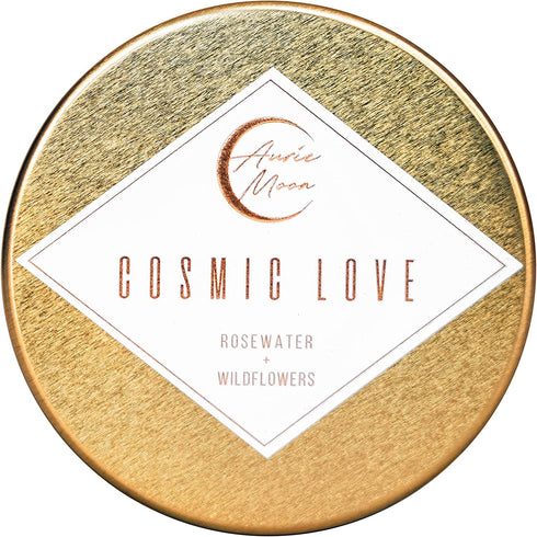 Auric Moon | Rosewater + Wildflowers Scented Luxury Soy Coconut Candle for Women | Slow 35+ Hour Burn | Love & Elevate Your Space | 5.5 Oz Metal Tin with Lid | Hand-Poured in California