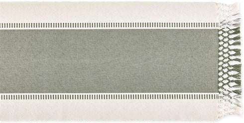 DII Dobby Stripe Woven Table Runner, 13x108-inch, Artichoke Green