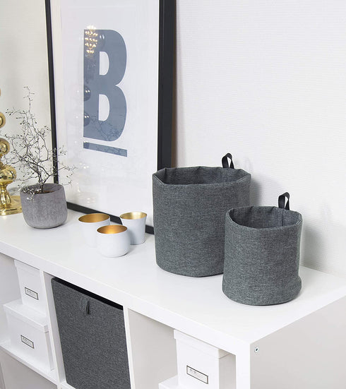Bigso Soft Around Hanging Storage Basket/Hamper, Large, Grey