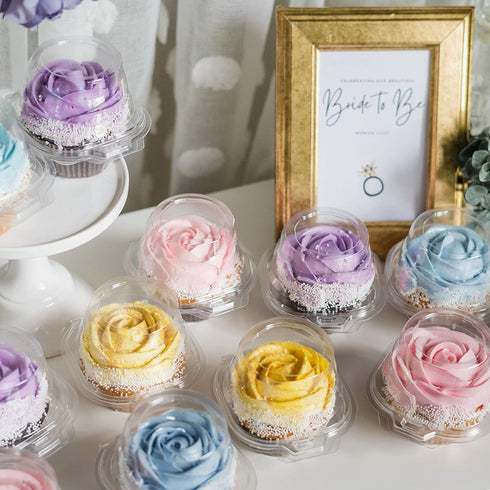 Sweet Aloha Individual Cupcake Container - Clear Plastic - Single Compartment Cupcake Carrier - Individual Cupcake Holder - Deep Dome - Stackable - BPA-Free - (Pack of 50)