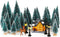 Marsui Christmas Pine Trees Artificial Snow Frost Trees Green Bottle Brush Trees with Christmas Miniature Village House, Mini Street Light, Deer Toys Figure for Christmas Decoration, Set of 30