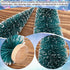 Marsui Christmas Pine Trees Artificial Snow Frost Trees Green Bottle Brush Trees with Christmas Miniature Village House, Mini Street Light, Deer Toys Figure for Christmas Decoration, Set of 30