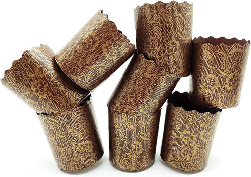 5 oz Panettone Paper Mold | 25 Pack | Round Italian Non Stick Panettone Paper Baking Molds - Brown Design W 2.75 x H 3.35-In by SHSH trade group