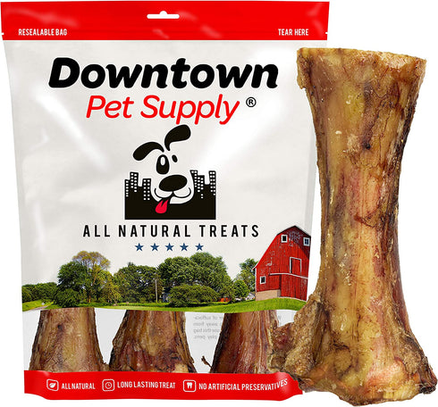 Downtown Pet Supply - Dog Bones for Aggressive Chewers - Natural Beef Bones for Dogs - Beef Marrow, Calcium, Glucosamine & Chondroitin for Joint Health - Dog Dental Chew - Craft Cut Shin Bone - 1Ct