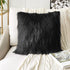 JLCROTENGRA 2 Pack Decorative Faux Fur Throw Pillow Covers Velvet Fluffy Cushion Covers for Living Room Bed Couch Sofa Chair, 20x20 Black(No Insert)