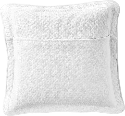 HISTORIC CHARLESTON King Charles Classic European Matelasse Cotton Decorative Pillow Case, Euro Sham (26" x 26"), White