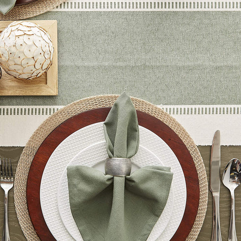 DII Dobby Stripe Woven Table Runner, 13x108-inch, Artichoke Green