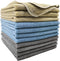 Polyte Microfiber Cleaning Towel (16x16, 12 Pack Professional, Blue,Camel,Gray)