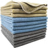 Polyte Microfiber Cleaning Towel (16x16, 12 Pack Professional, Blue,Camel,Gray)