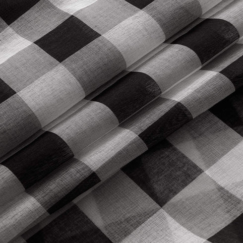 Hiasan Buffalo Plaid Sheer Curtains - Light Filtering Voile Checkered Curtains for Living Room and Bedroom, 52 X 84 Inches Long, Set of 2 Window Curtain Panels, Black and White