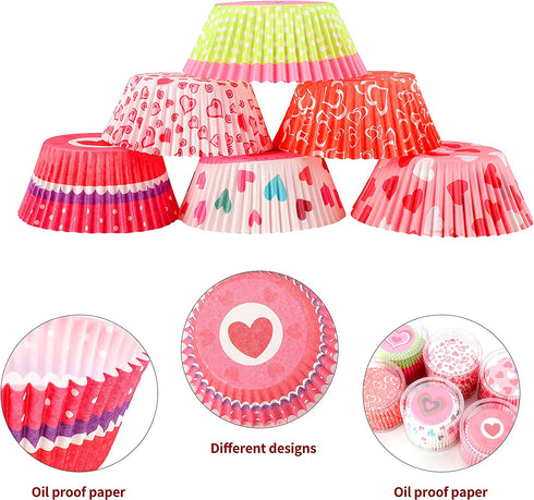 600Pcs Valentine's Day Cupcake Liners Red Heart Cupcake Wrappers for Baking, Standard Size Paper Baking Cups Small Muffin Liners Candy Cup for Valentine's Day Wedding Holiday Themed Party Decor