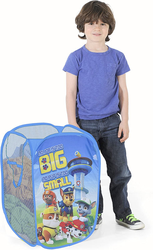 Idea Nuova Nickelodeon Paw Patrol Pop Up Hamper with Durable Carry Handles, 21" H x 13.5" W X 13.5" L, Blue, one Size