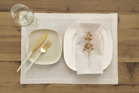 Pure Linen Napkins Athena Light Natural, 20 x 20 Inch Set of 4, 100% Pure Linen Machine Washable Dinner Napkins by Solino Home
