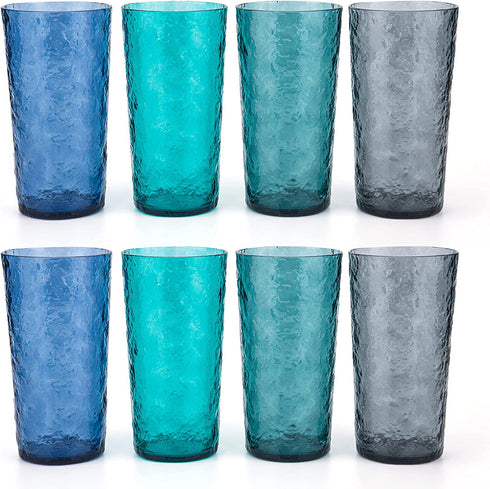 18-ounce Acrylic Hiball Glasses Plastic Tumbler, set of 8 Multicolor
