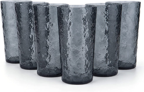 18-ounce Acrylic Hiball Glasses Plastic Tumbler, set of 6 Smoke Gray