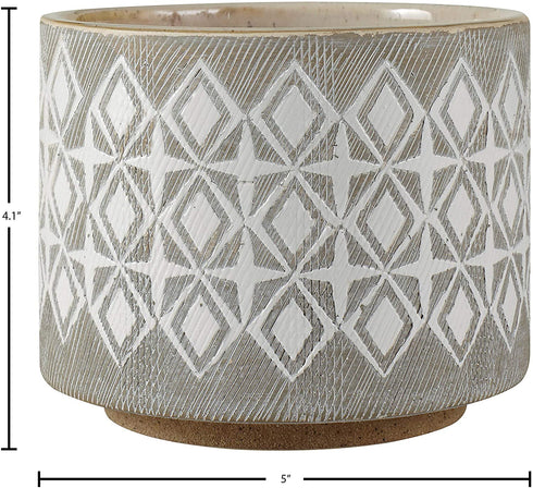 Amazon Brand Rivet Geometric Ceramic Planter Pot, 4.1"H, Grey